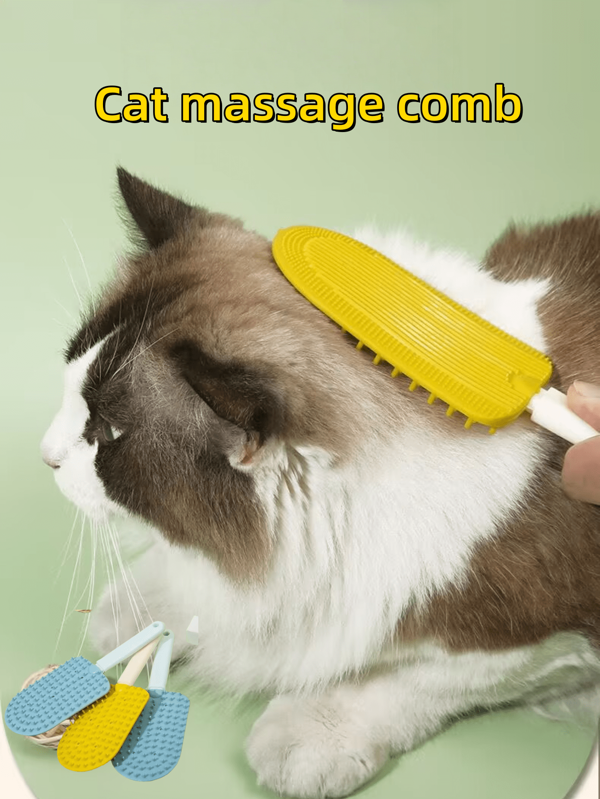 1pc Cat Pet Deshedding Brush, Dual-Sided Fur Remover Massage Brush, Multi-Function Sofa Bed Grooming Tool