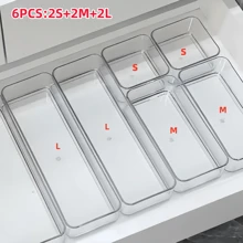 6/7pcs Transparent Drawer Organizer Boxes, Cosmetic Storage Boxes, Desktop Divider Organizers For Makeup, Office Supplies And Misc Storage Summer Goods For Women Storage Organizer Gift