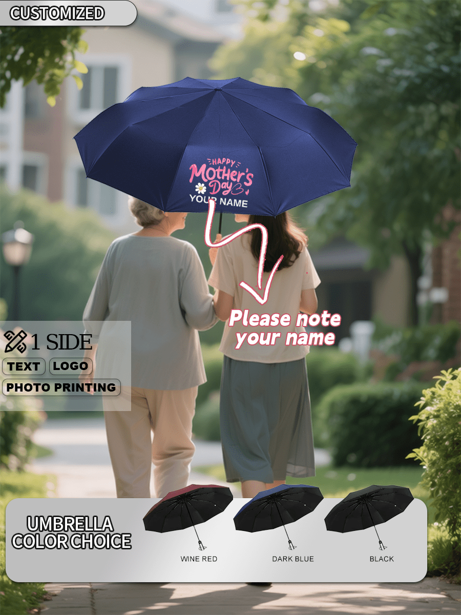 [1 Stück Mindestbestellung] 10-Rippen Vollautomatischer Regenschirm mit schwarzer Beschichtung und UV-Schutz | Einknopf Öffnen/Schließen, windfester Faltregenschirm | Geschäfts-/Hochzeits-/Werbegeschenk Individualisierung | Individualisierbar mit LOGO/Text/Bild