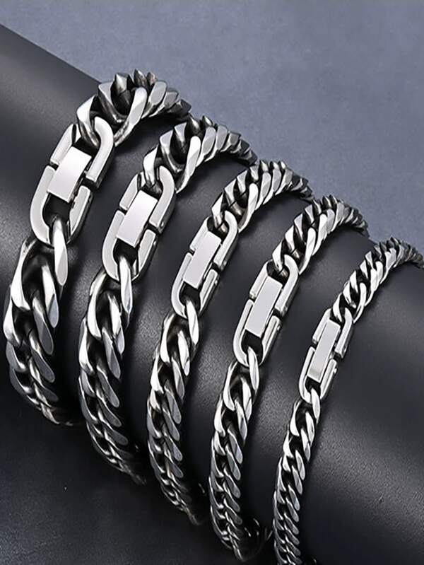 Fashionable Men's Stainless Steel Bracelet, Double Woven Hexagonal Polished Vintage Jewelry Clasp, Titanium Steel Necklace, Cuban Chain, Suitable For Men