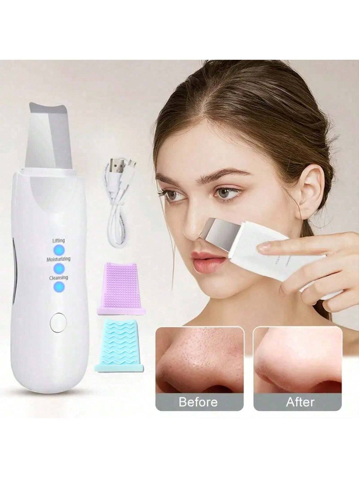 Haut-schaber Gesichts-spatel, Ultraschall-haut-scrubber Gesichtsreinigungs-import & Export-spatelgerät, Gesicht-spatel Haut-spatel Poren-reiniger Mitesser-entfernerwerkzeuge, Für Gesichtstiefenreinigung