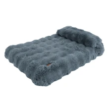Dog Bed And Large Cat Couch – Fluffy Faux Rabbit Fur Pet Sofa For Small And Medium Dogs, Washable Removable Cover, LUXURIOUS FAUX RABBIT FUR: Pamper Your Pet With The Softest Faux Rabbit Fur In A Bubble-Textured Design. - Dark Grey - View 10