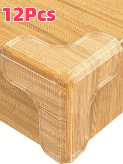 6Pcs/12Pcs Large Transparent Plastic Corner Protectors For Furniture And Table Edges, Providing Safety Protection Against Impact, Shock Absorption, And Easy Installation. Used For Furniture And Table Edges To Protect Wood, Glass, Metal, And Stone Surfaces