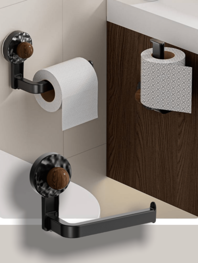 Soporte para papel higiénico para baño y cocina: Soporte para papel higiénico montado en la pared, se puede instalar sin taladrar, un soporte para papel que permite almacenar rollos de papel higiénico y espacio de almacenamiento para tubos de toallas de papel. Adecuado para almacenamiento en el hogar, cocina y baño, sin necesidad de hacer agujeros en la pared para la instalación. Soporte para toallas de baño