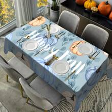 1/20pcs Autumn Rectangular Tablecloth, Beautiful Pumpkin Pattern Print Tablecloth, Suitable For Indoor/Outdoor, Restaurant, Kitchen, Party, Home Decoration And Autumn Gift, Home Decoration, Perfect Protection For Your Tabletop,