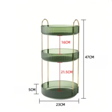 Rotating Makeup Organizer For Vanity, Perfume Skin Care Organizers Large, Bathroom Counter Make Up Cosmetic Storage, Clear Spinning Skincare Lipstick Holder,3 Tiers, Green - màu xanh lá - Xem 2