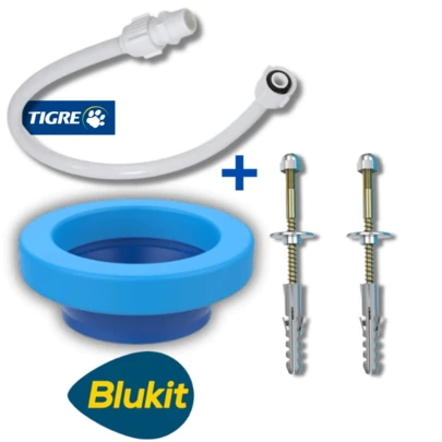 Anel de Vedação com Guia+Kit c/2 Parafusos Castelo Bucha10+Engate 1/2'' Flexível PVC1/2''X50cm Tigre