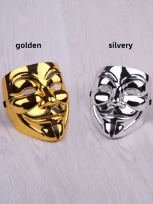 1 件优质电镀金/银面具，电影主题面具，适用于万圣节派对服装道具 - 彩色 - 查看 6