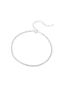 1 pieza Pulsera de cadena de plata 925 de calidad de lujo con destellos, pulsera de cadena de plata brillante estilo cielo estrellado, accesorios de joyería de plata para mujer, estilo elegante y lujoso, adecuado para uso casual diario de mujer, hipoalergénico, para fiestas y viajes, viene con una caja de regalo exquisita, joyería de moda para todas las estaciones - Plateado - Ver 6