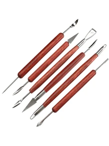 Clay Carving Tools, 6 Pieces Of Double-Ended Stainless Steel Polymer Clay Tools, And Wooden Handle Pottery Tools Are Used For Embossing, Carving Tools And Supplies Back To School