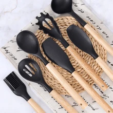 12pcs/Set Non-Stick Cookware Set Include Spatula, Ladle, Soup Spoon And Storage Bucket
