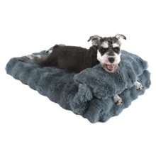 Dog Bed And Large Cat Couch – Fluffy Faux Rabbit Fur Pet Sofa For Small And Medium Dogs, Washable Removable Cover, LUXURIOUS FAUX RABBIT FUR: Pamper Your Pet With The Softest Faux Rabbit Fur In A Bubble-Textured Design. - Dark Grey - View 8