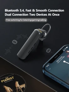 Remax New Wireless Headphone Single Ear Hook, Bone Conduction, With Noise-Proof, 12H Playtime, Suit For Work/Home/Cell Phone/Computer/Zoom/Teams/Truck Driver, Black/White - T01-多色 - 查看 5