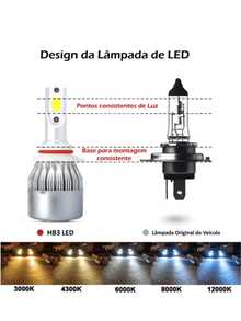 Pair Of C6 Super Led Lamps 6000K H1 H3 H4 H7 H11 H13 H16 H27 HB3 HB4 12V To 24V - HB3/9005 - 查看 10