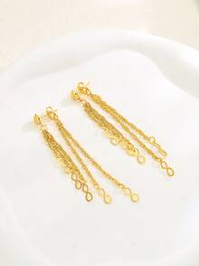 1 对 18K 镀金时尚欧美简约个性耳环，几何镂空女士日常佩戴流苏耳环 - D - 查看 25