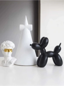 1 Black And White Balloon Dog Ornament, Modern Decorative Home Ornament, Can Be Placed In The Living Room, Bedroom, Bookshelf, Desk, Simple Animal Art Decoration Statue, The Best Gift For Birthdays, The Best Gift For Mothers On Mother's Day
