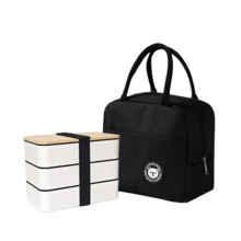 1 Set Bento Lunch Box With Utensils, Insulated Bag, Japanese-Style Lunch Container, Adult Lunch Box, School Lunch Box, Food Storage Container, Reusable, Multi-Layer Stackable, Suitable For Work, Outdoor, Picnic, Easy To Clean, Portable, Space-Saving Thermal Lunch Box - White and Black - View 8