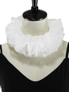 Guler fals Lolita din dantelă, guler vintage cu volane din dantelă - detașabil, guler detașabil vintage cu volane din dantelă, mai multe straturi, stil victorian edwardian, în alb și negru, accesoriu de modă, guler pentru costum edwardian victorian, haine unisex de toamnă pentru femei - Vestă de gât - Vizualizare 1