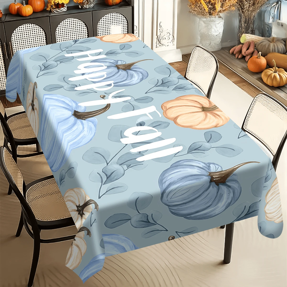 1/20pcs Autumn Rectangular Tablecloth, Beautiful Pumpkin Pattern Print Tablecloth, Suitable For Indoor/Outdoor, Restaurant, Kitchen, Party, Home Decoration And Autumn Gift, Home Decoration, Perfect Protection For Your Tabletop,