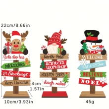 1 Decoración/Accesorio navideño, Artesanía de madera de dibujos animados. Muñeco de nieve/Reno de madera desmontable sin rostro y de colores, Decoración de mesa/Accesorio de escena, Decoración navideña, Regalo de Navidad.
