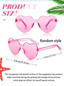 10个/5个装心形眼镜爱心眼镜男女心形眼镜婚礼夏威夷泳池生日节日拍照派对补品 - 彩色 - 查看 6