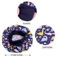 Customized Text Baby Satin Sleep Cap/Bath Cap, Cute Cartoon Dinosaur Print Children's Satin Sleep Cap, Hair Protection, Elastic Wide-Brim Round Cap, Soft & Stretchy, Suitable For Boys & Girls, Birthday & Daily Wear - One Size - View 12