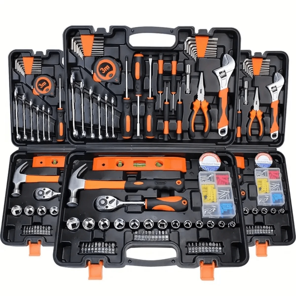 46-Piece Multi-Purpose Auto Repair Tool Set, Ratchet Wrench Set, Includes Sockets, 1/4 Inch Drive, Chrome Vanadium Steel Extension Rod, Suitable For Auto Repair And Home Use - Plated Steel Construction - 彩色 - 查看 1