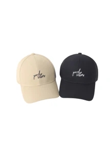 2入組女士簡約雙排英文字母刺繡漁夫帽，男女通用四季款，日常旅行戶外運動帽 - 雙排英文漁夫帽 - 查看 13