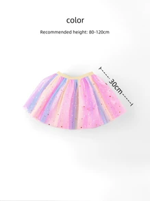 1 件女童芭蕾舞裙，3-6 岁，3/4 层网眼薄纱裙，雪花印花，公主裙，适合复活节、圣诞节、派对、生日、芭蕾舞、创意礼物 - 彩色 - 查看 6