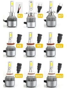 Pair Of C6 Super Led Lamps 6000K H1 H3 H4 H7 H11 H13 H16 H27 HB3 HB4 12V To 24V - HB3/9005 - 查看 6