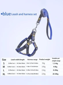 Denim Dog Harness And Leash Set - Adjustable, Comfort Fit For Small To Large Breeds - Durable Polyester Material, Pulling Rope, Teddy