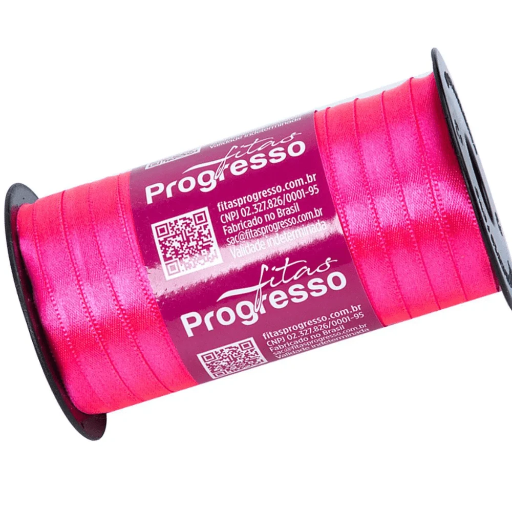 50m Thin Satin Ribbon 7mm Choose Color - 粉色 - 查看 1