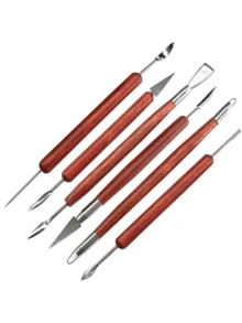 Clay Carving Tools, 6 Pieces Of Double-Ended Stainless Steel Polymer Clay Tools, And Wooden Handle Pottery Tools Are Used For Embossing, Carving Tools And Supplies Back To School