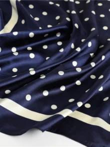 1 件女士简约波尔卡圆点印花 90 厘米缎面方形围巾，新款头巾风格，适合休闲和街头穿着，可作为围巾、头带、头巾 - 彩色 - 查看 8