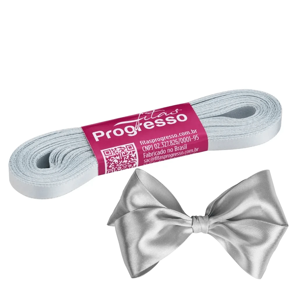 50m Thin Satin Ribbon 7mm Choose Color - 銀色 - 查看 1