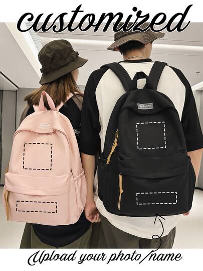 1pc Small Capacity Customized Name/Letter Backpack, Large Volume Casual Backpack With Easter Bunny Pattern, Lightweight Durable Decorative Backpack Suitable For Work, Commute, Travel, Picnic, Festivals, Birthdays, Adjustable Shoulder Straps, Vibrant Printed Design, Unique Gift For Family And Friends On Easter, Mother's Day, Thanksgiving