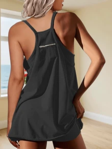 Imily Bela Women's Summer Mini Dress Casual Workout Tennis Dress With Shorts Sleeveless Althletic Dresses - Màu xám đen - Xem 2