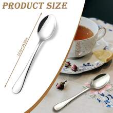 1/3/6/12 Piezas Mini Cucharilla de Café, Juego de Cucharillas Pequeñas de Acero Inoxidable para Postre, Café, Té, Azúcar, Aperitivos, Apto para Lavavajillas - Plateado - Ver 6