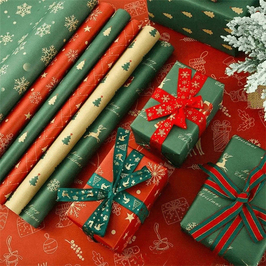 Set de 7 piezas, Juego de papel de envolver para ramos de flores - Perfecto para Navidad, cumpleaños, celebraciones, bodas - Incluye papel kraft, papel de seda y papel de regalo para cajas - Suministros de empaquetado de regalo elegantes