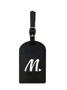 个性化皮革行李牌，可定制A-Z字母，隐私保护套，带名片槽，可爱旅行背包标签，男女通用，适用于宠物包、背包、行李箱、文具包等，旅行必备，适合海滩度假、返校季，是送给家人、朋友和老师的理想礼物，字母印花 - 黑色 - 查看 21