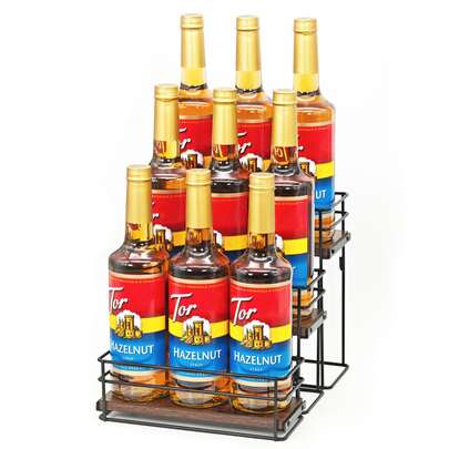 9 Bottle Coffee Syrup Organizer Rack, 3 Tier Coffee Syrup Bottle Stand Holder For Coffee Bar, Installation-Free, Liquor Bottle Display Shelf, Coffee Syrup Shelf For Liquor Whiskey Wine DisplayHome Decor, Party Storage, Christmas Storage, New Year Storage