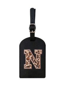 1pc TSA Approved Luggage Tag, PU Leather Material, Leopard Print, Alphabet A-Z Options, With Privacy Cover, Can Be Used As Business Card Or Travel Backpack Label, Unisex, Travel Essential, Luggage, Travel Gear, Back To School, Alphabet Print - Multicolor - View 18