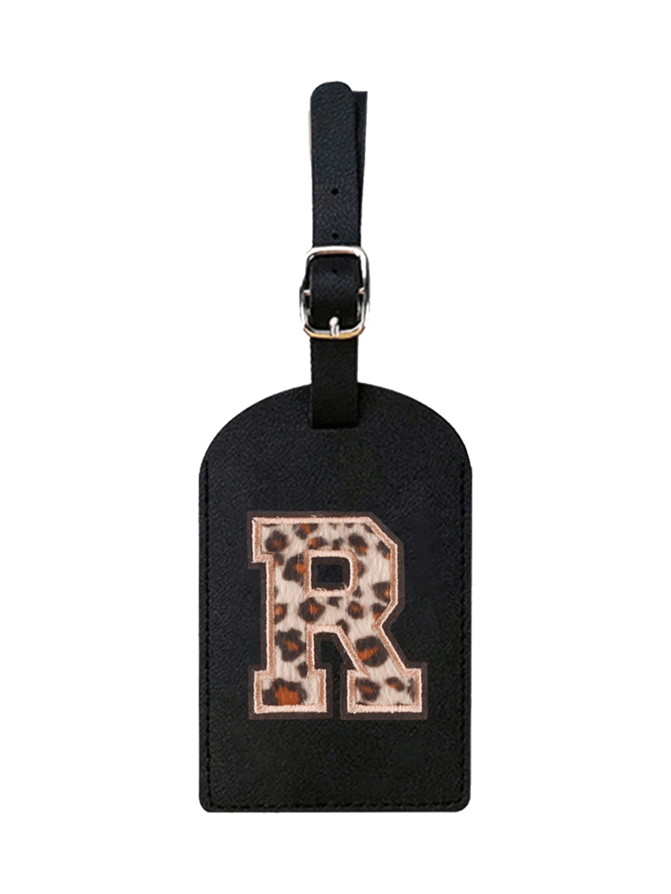 1pc TSA Approved Luggage Tag, PU Leather Material, Leopard Print, Alphabet A-Z Options, With Privacy Cover, Can Be Used As Business Card Or Travel Backpack Label, Unisex, Travel Essential, Luggage, Travel Gear, Back To School, Alphabet Print - Multicolor - View 14