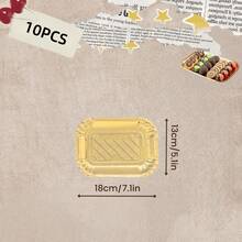 10pcs Disposable Gold Paper Trays, Thickened Anti-Oil Rectangular Cake Boards With Thickened Base, Suitable For Elegant Dessert Table, Cupcake Display, Birthday Party, Wedding And Other Occasions - Gold - View 17
