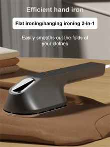 1 pieza Vaporizador de ropa portátil, Mini plancha eléctrica, Plancha portátil para el hogar, Plancha de calentamiento instantáneo, Protección de control de temperatura inteligente, Temperatura constante, Planchado plano/colgante de doble uso, Panel grande y suave, Ajuste multigrado, Planchado sin daños, Adecuado para el hogar, viajes, viajes de negocios y otros escenarios, Elimina arrugas de la ropa de manera eficaz, Planchado instantáneo, Creando un estilo de vida refinado