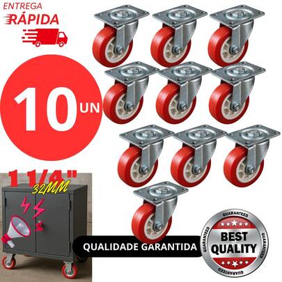 Kit 30, 20 OU 10 Rodinhas Rodizios Giratorio para moveis - 32mm PVC/Metal móveis vaso mala