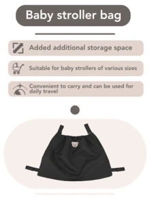 1PC & 2PCS Stroller Bag Large Capacity Waterproof - Reusable Washable Mummy Bag With Black Bear Pattern, Holds Mobile Phone, Wallet & Milk Bottles For Home & Travel