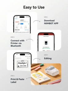 Niimbot B1 Mini Portable Thermal Printer, Pocket Label Printer Suitable For Self-Adhesive Stickers, UV Labels, Bluetooth Printing Label Machine - Grey - View 5