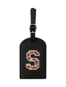 1pc TSA Approved Luggage Tag, PU Leather Material, Leopard Print, Alphabet A-Z Options, With Privacy Cover, Can Be Used As Business Card Or Travel Backpack Label, Unisex, Travel Essential, Luggage, Travel Gear, Back To School, Alphabet Print - Multicolor - View 20