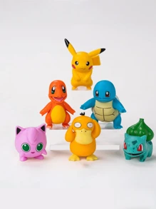 pokemon 6pcs Cute Adorable Pokemon Plush Toys, Suitable For Pokemon Fans Collection, Detailed Pikachu Figurines, Great For Decorating Desks And Adding Fun To Life